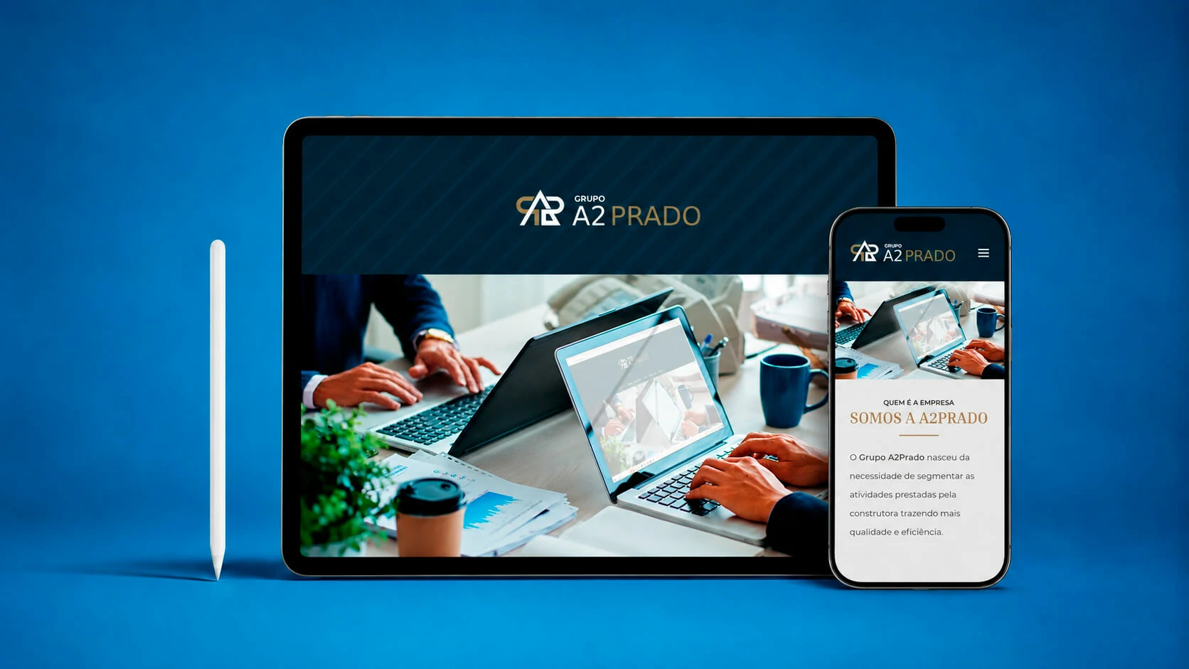 A2 Prado website shown on desktop monitor and smartphone