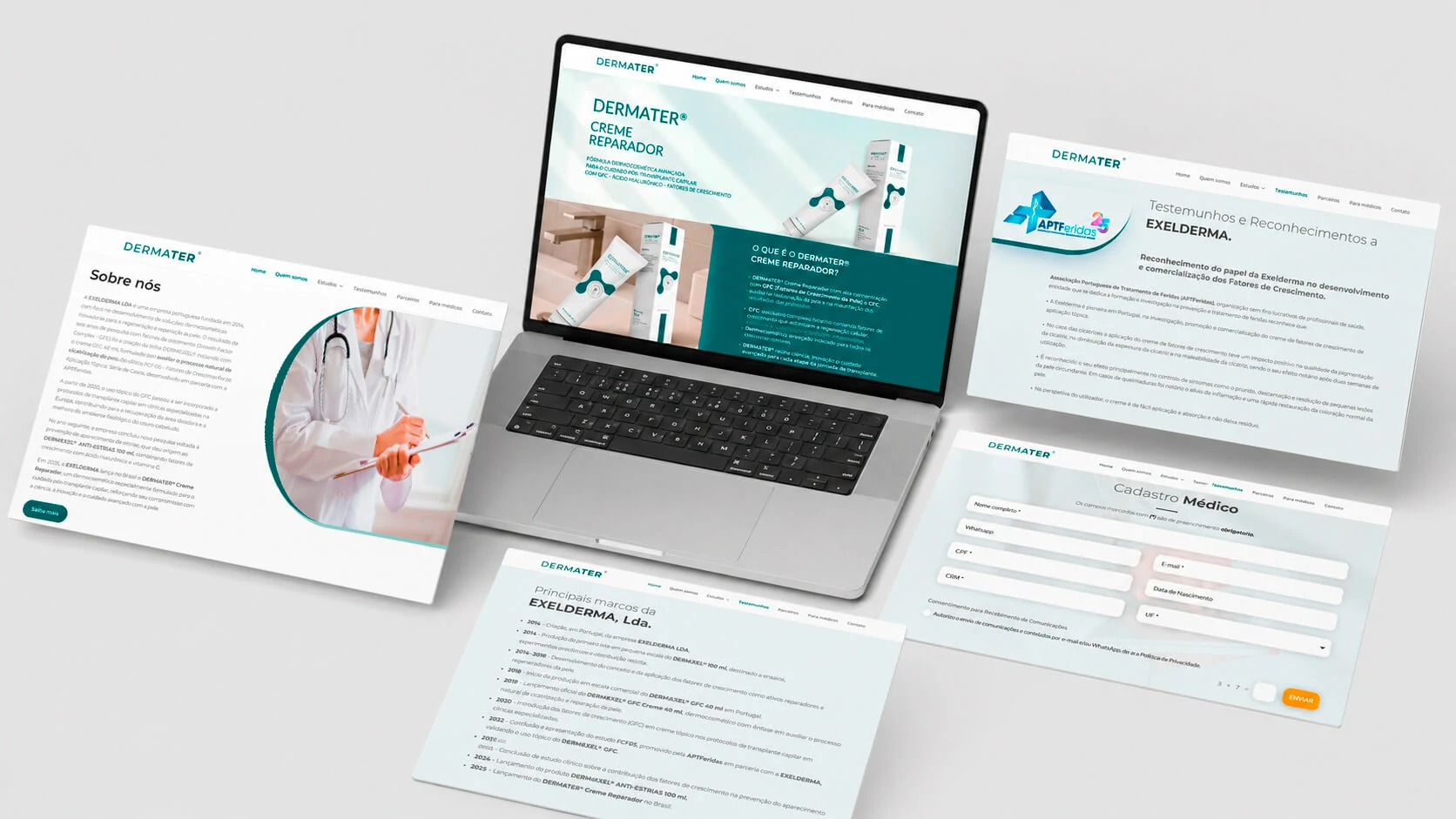Dermater responsive website and technical content pages