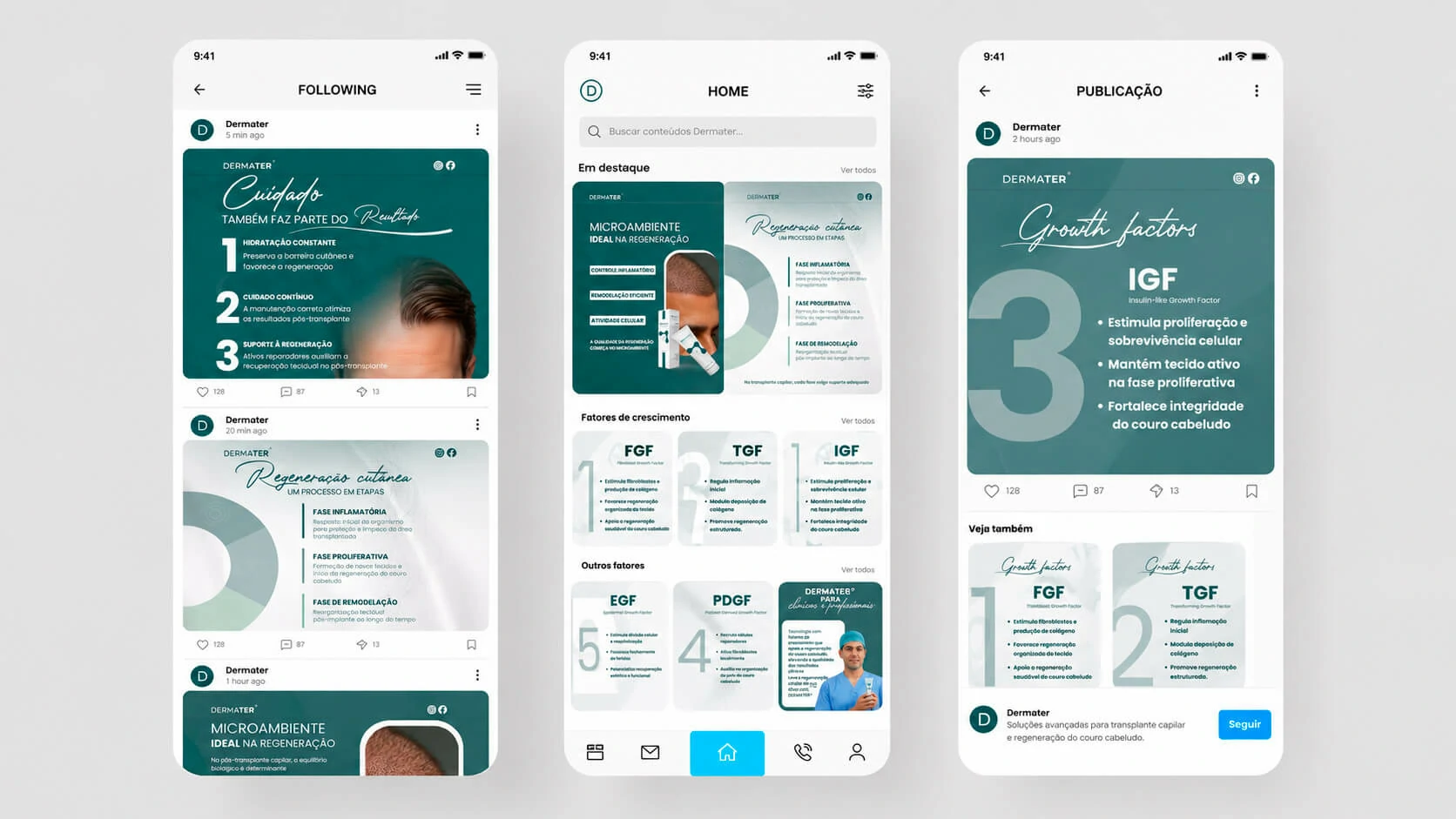 Dermater social media campaign system explaining regeneration and growth factors