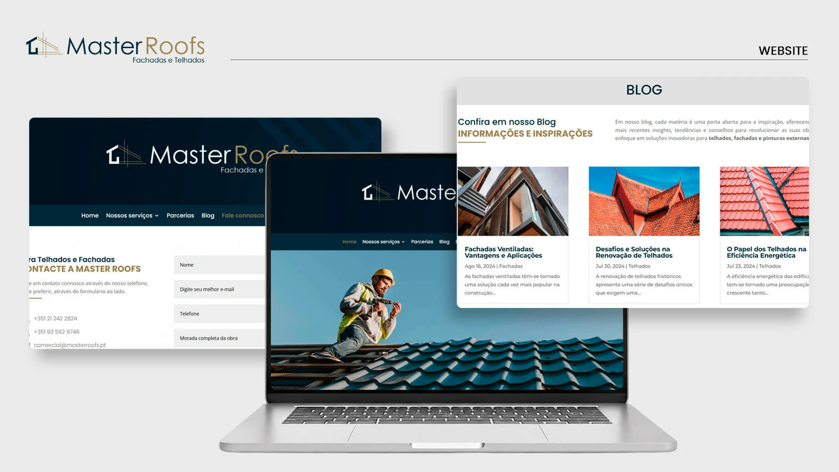 Master Roofs website, blog and responsive interface presentation
