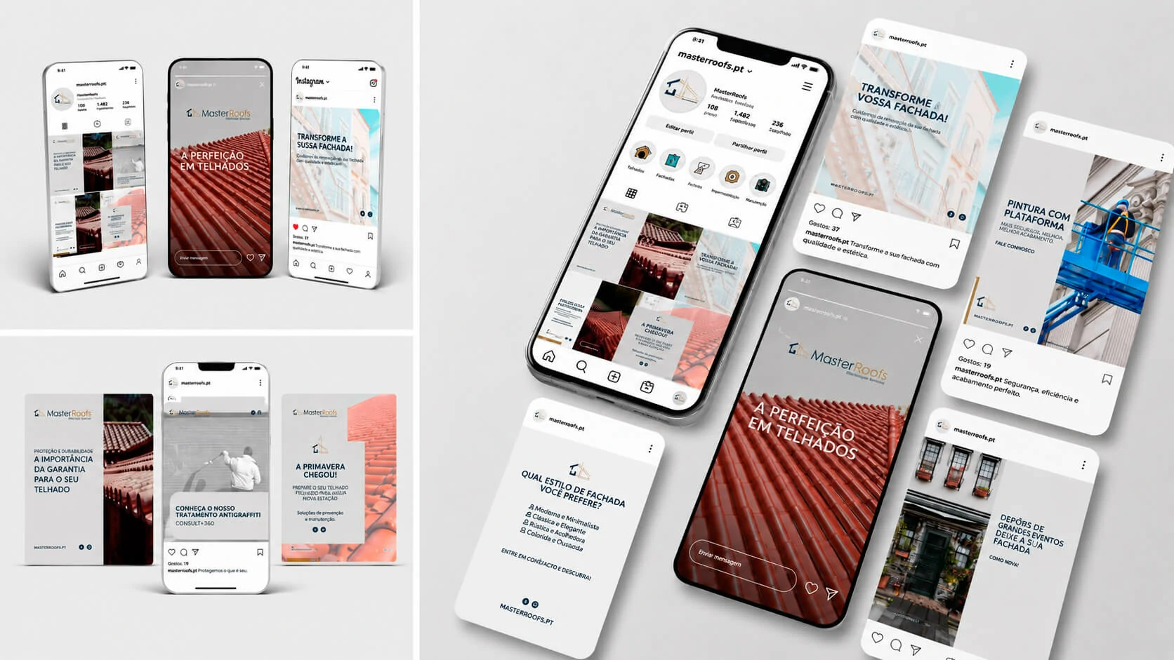 Master Roofs Instagram feed, stories and social-media creative system