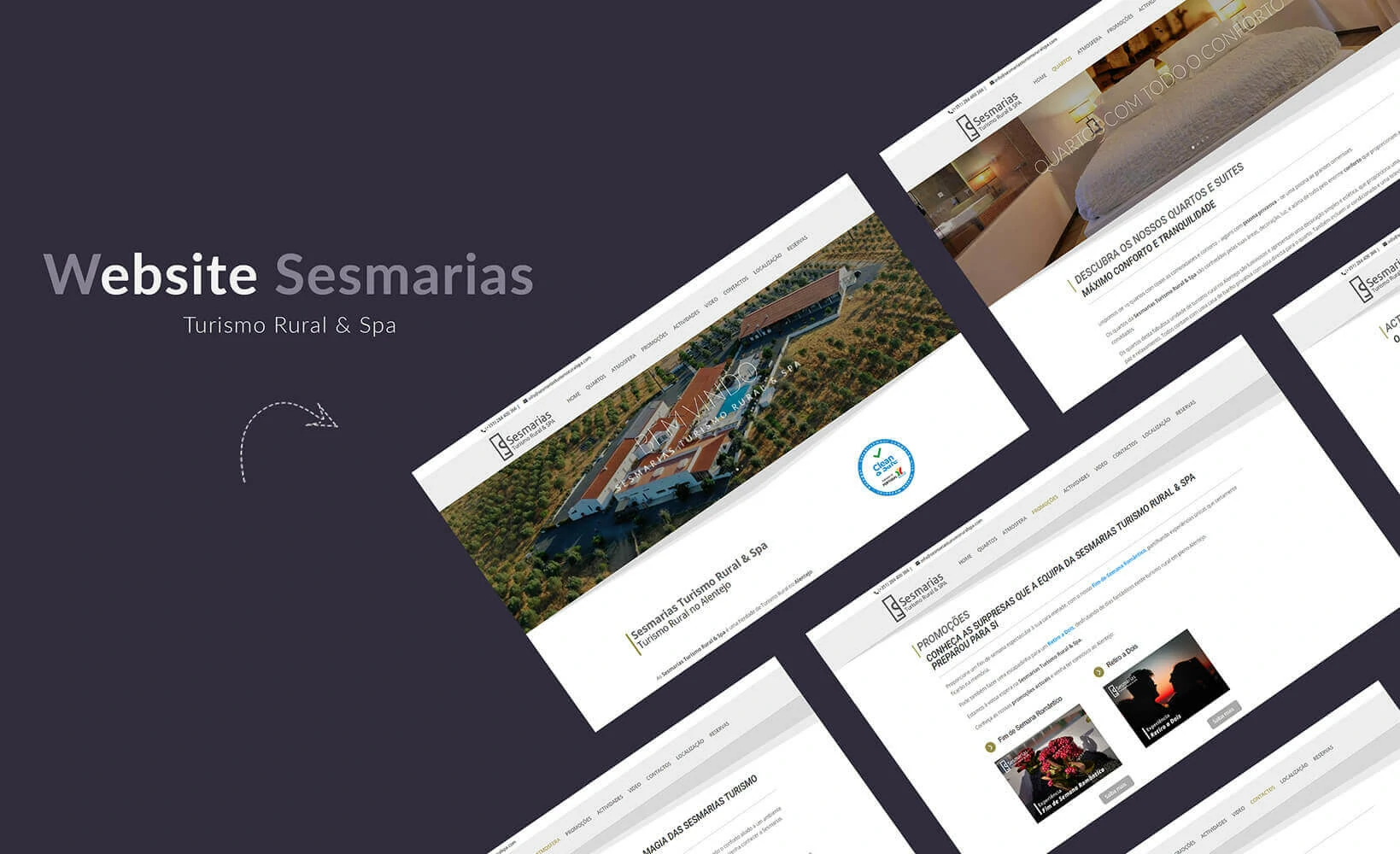 Sesmarias Turismo Rural and SPA website presented across several page layouts