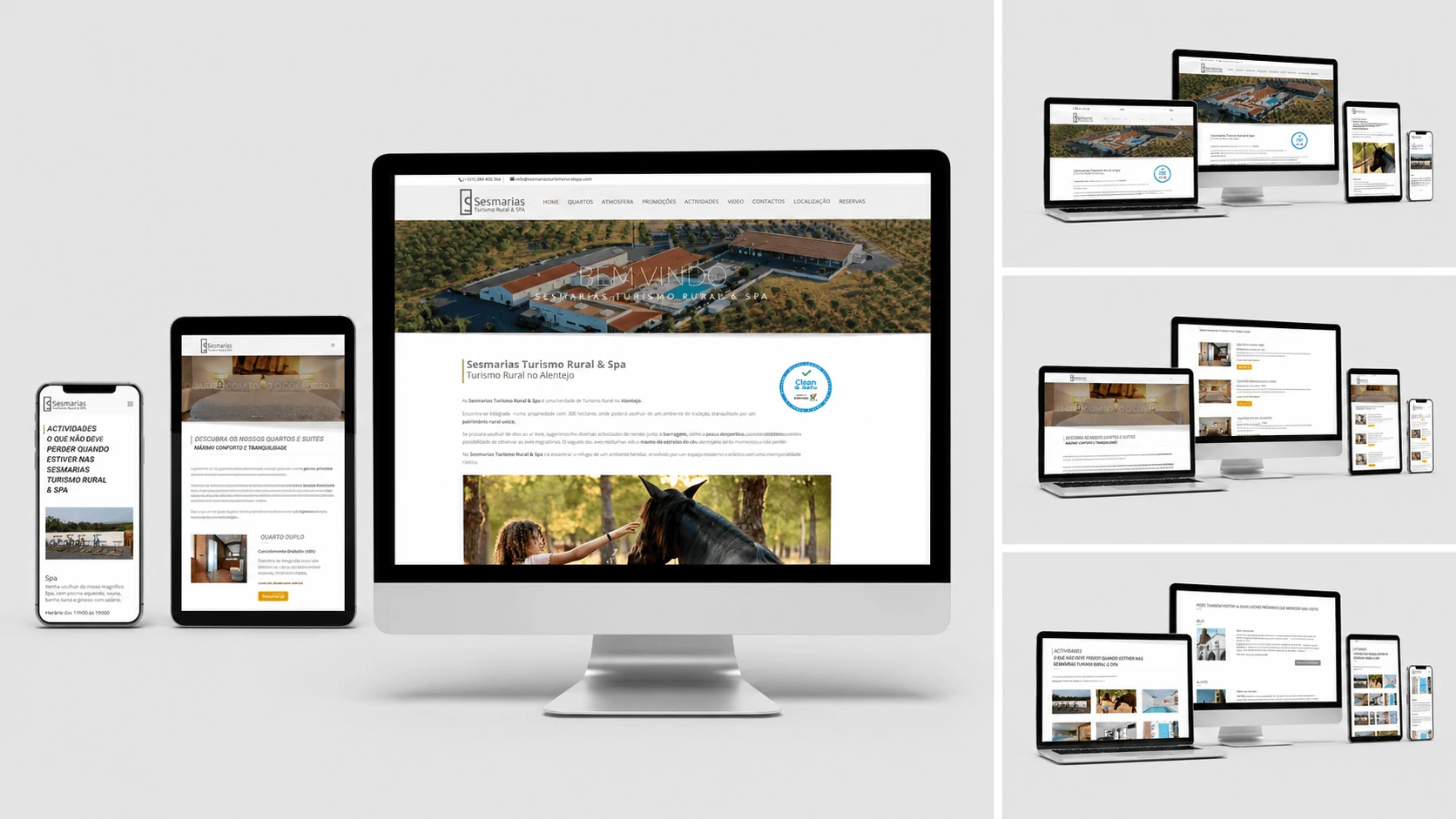 Sesmarias website displayed responsively on desktop, tablet and mobile devices