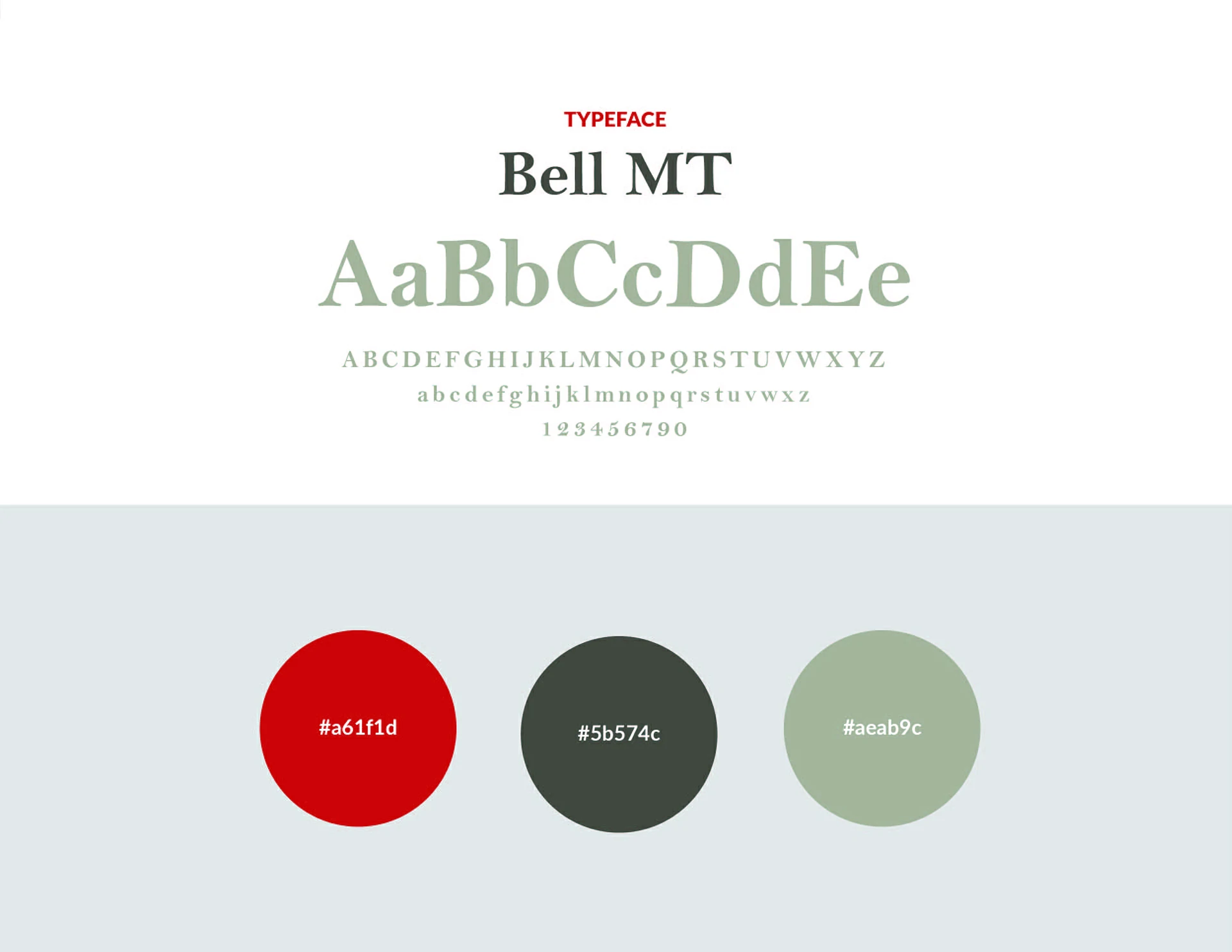 O Viking typeface and colour palette board