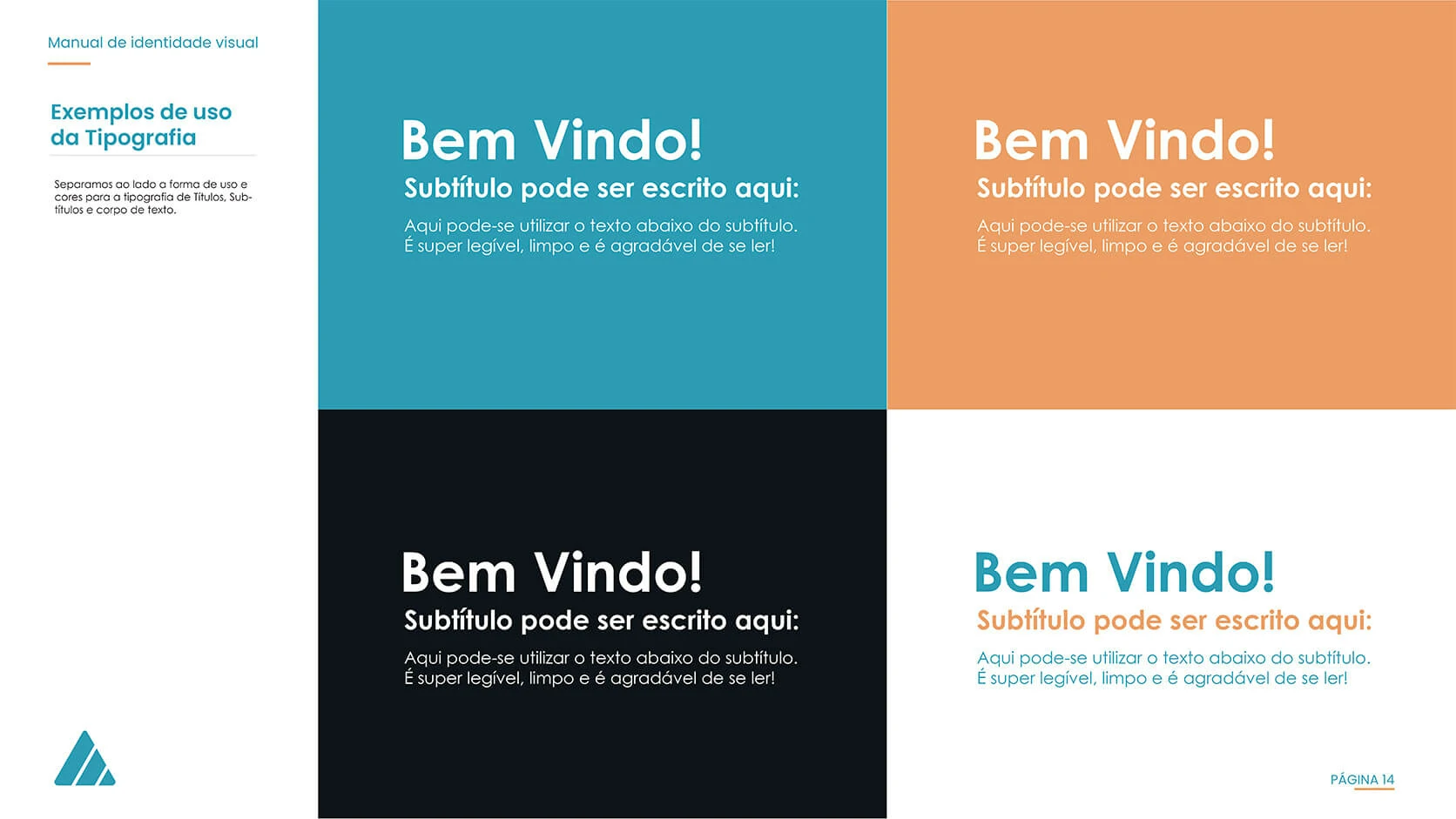 X-Trias brand guideline page showing typography applications across colour backgrounds
