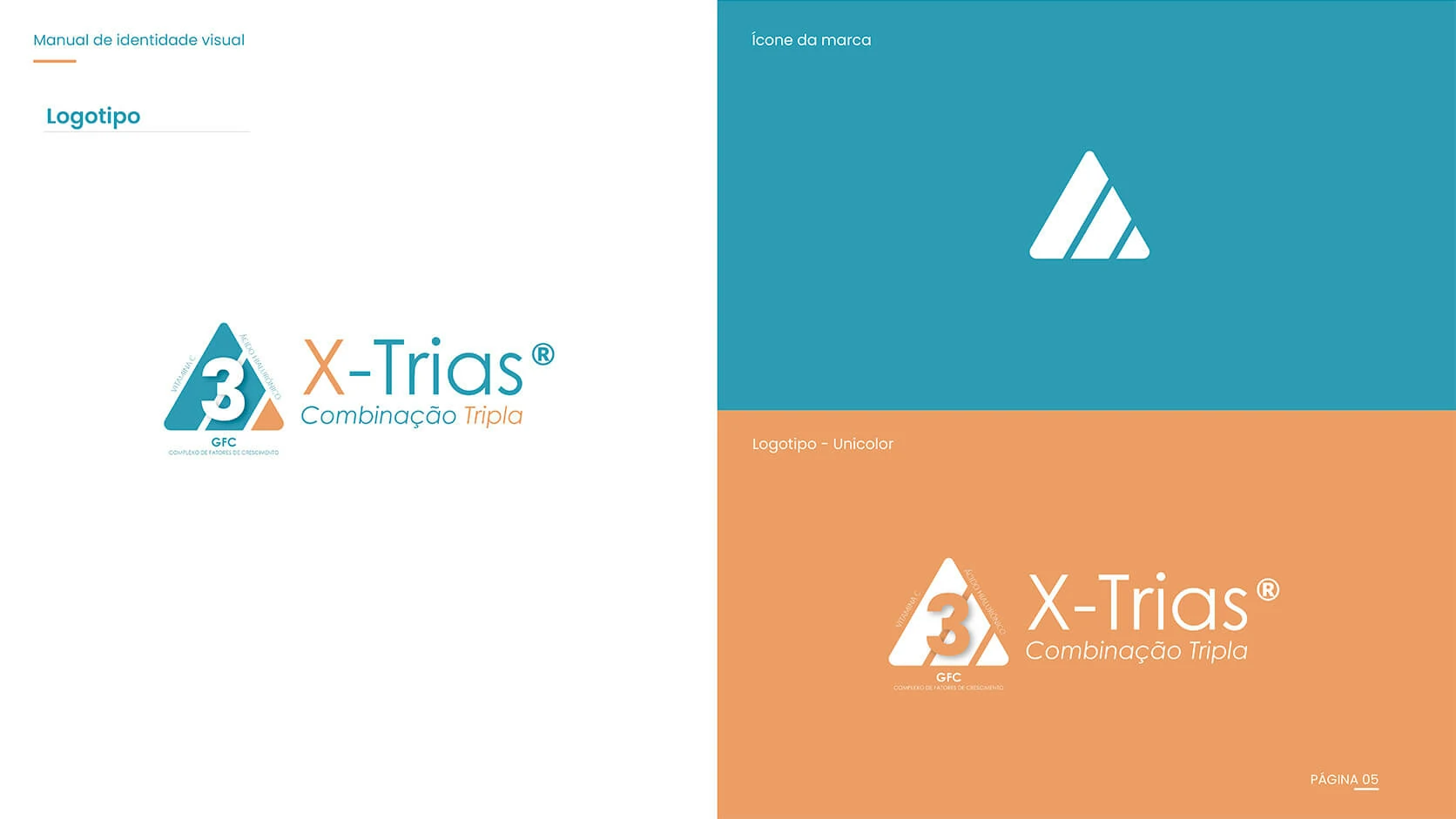 X-Trias brand guideline page showing the primary logo, icon and one-colour applications