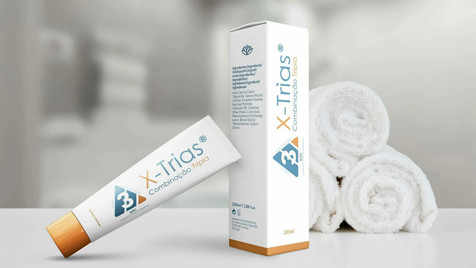 X-Trias Combination Triple packaging presented in lifestyle and product mockup compositions
